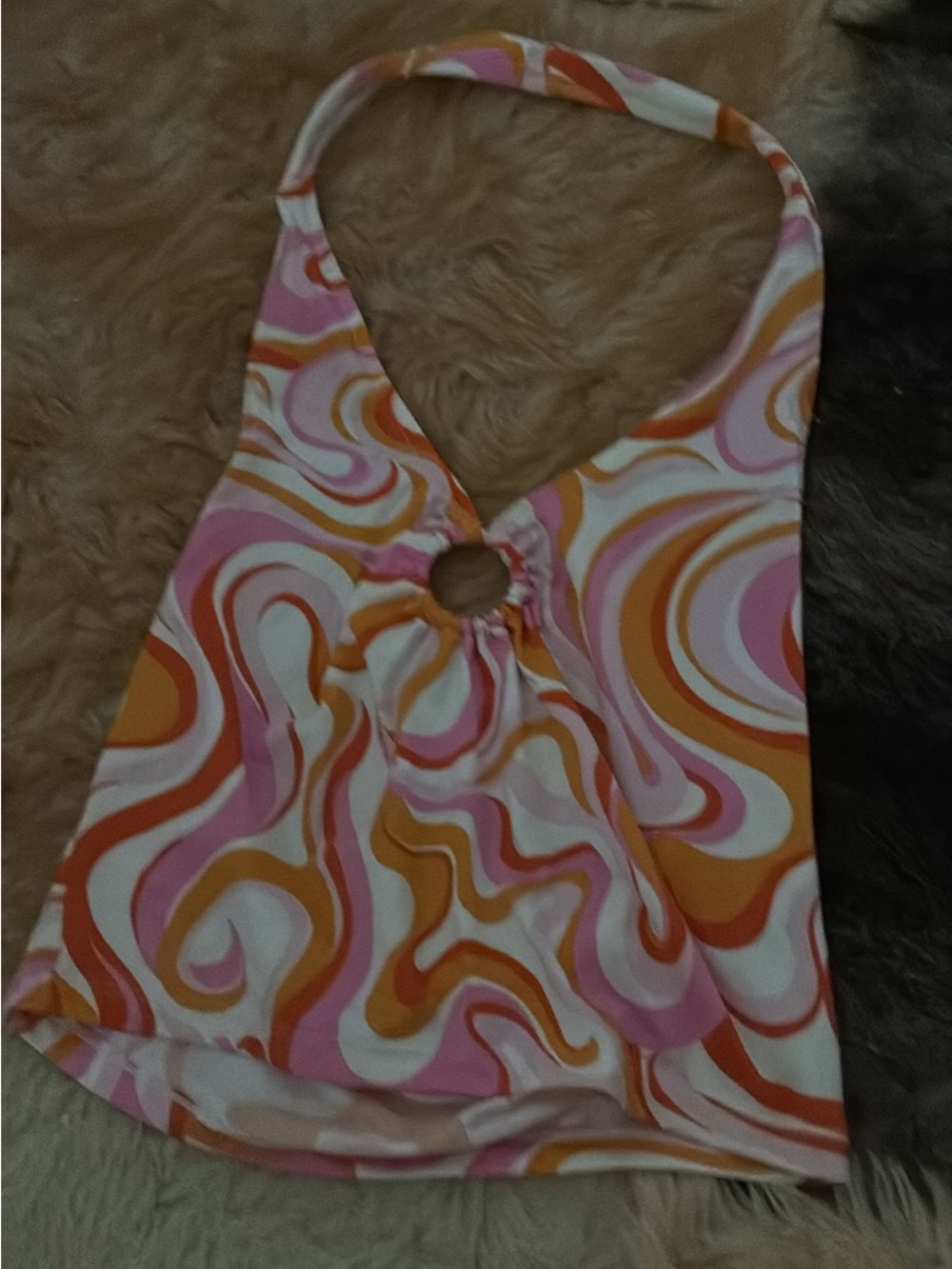 Retro Swirl Halter Top in Pink & Orange